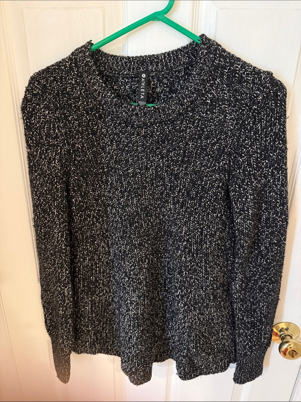 Athleta Black & White Marled Crewneck Sweater